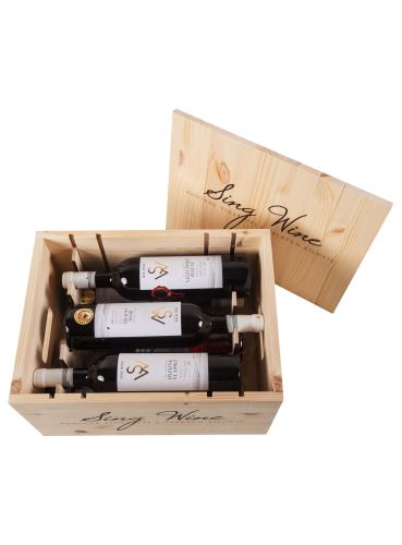Kolekce Sing Wine v dřevěné bedně