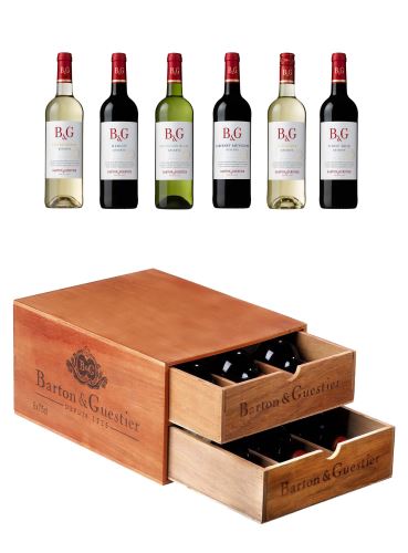 6 vín Barton & Guestier v dřevěném boxu